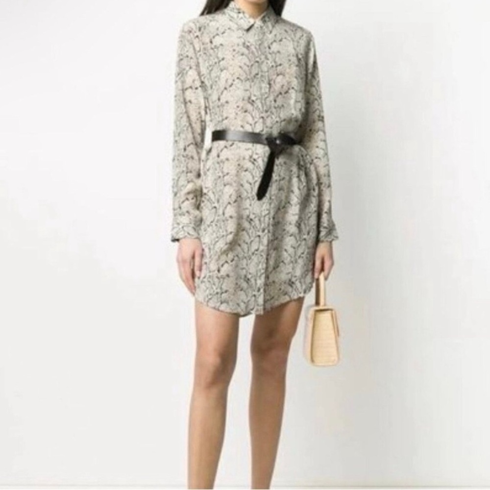 Equipment 100% silk snake python print button down shirt dress 26462